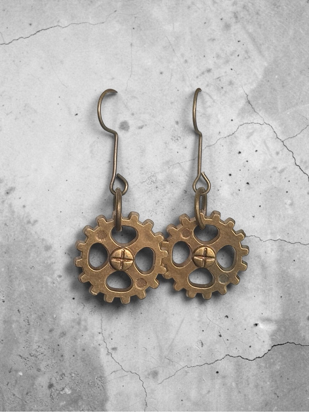 5 For $25💫Steampunk Gear Drop Earrings - Bronze Tone
